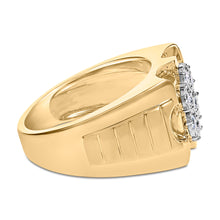 Load image into Gallery viewer, Men's 14K Yellow Gold Plated .925 Sterling Silver 1/3 Cttw Miracle-Set Floral Diamond Cluster Ring (I-J Color, I1-I2 Clarity) - Size 10