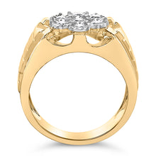 Load image into Gallery viewer, Men's 14K Yellow Gold Plated .925 Sterling Silver 1/3 Cttw Miracle-Set Floral Diamond Cluster Ring (I-J Color, I1-I2 Clarity) - Size 10