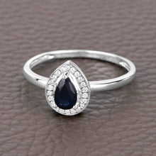 Load image into Gallery viewer, 0.48 Carat Genuine Blue Sapphire and White Diamond 14K White Gold Ring