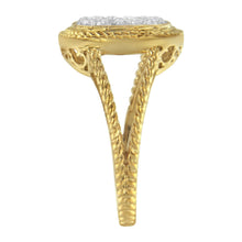 Load image into Gallery viewer, 10K Yellow Gold Plated .925 Sterling Silver 1/2 Cttw Diamond Square Cushion Cluster Split Shank Cocktail Ring (J-K Color, I2-I3 Clarity) - Size 7