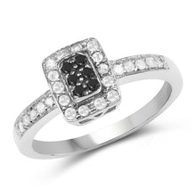 Load image into Gallery viewer, 0.35 Carat Genuine Black Diamond and White Diamond .925 Sterling Silver Ring