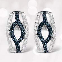 Load image into Gallery viewer, 0.42 Carat Genuine Blue Diamond & White Diamond .925 Sterling Silver Earrings