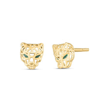Load image into Gallery viewer, 14k Yellow Gold Panther Head Stud Earrings