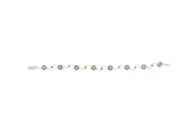 Load image into Gallery viewer, 10K White Gold 4.0 Cttw Champagne and White Diamond Floral Cluster and Station Link Bracelet (H-I Color, SI2-I1 Clarity) - 7" Inches