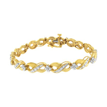 Load image into Gallery viewer, 10K Yellow Gold Round-Cut Diamond Infinite Love Bracelet (1.00 cttw, I-J Color, I2-I3 Clarity)