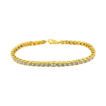 Load image into Gallery viewer, 10K Yellow Gold Plated .925 Sterling Silver 1 cttw Prong-Set Diamond Pear Shape Link Bracelet (I-J Color, I1-I2 Clarity) - 7.25"