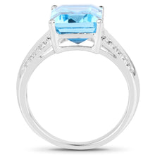 Load image into Gallery viewer, 5.78 Carat Genuine Swiss Blue Topaz and White Topaz .925 Sterling Silver Ring