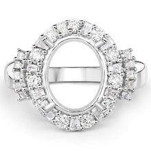 Load image into Gallery viewer, 0.83 Carat Genuine White Diamond 14K White Gold Semi Mount Ring - holds 11x9mm Oval Gemstone