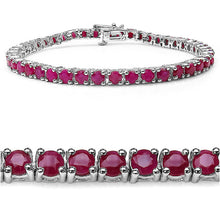 Load image into Gallery viewer, 8.80 Carat Genuine Ruby .925 Sterling Silver Bracelet