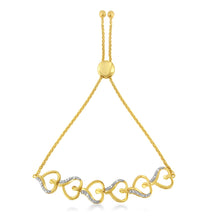 Load image into Gallery viewer, 10K Yellow Gold over .925 Sterling Silver Diamond Accented Open Hearts 6â€-9†Adjustable Chain Bolo Bracelet