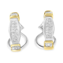Load image into Gallery viewer, 14K Two-Toned Gold Round and Princess Cut Diamond Earrings (0.5 cttw, H-I Color, SI2-I1 Clarity)