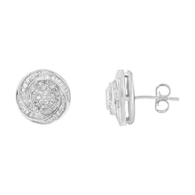 Load image into Gallery viewer, .925 Sterling Silver 1/4 Cttw Baguette and Round Diamond Swirl Love Knot Stud Earrings (I-J Color, I3 Clarity)