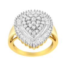 Load image into Gallery viewer, 10K Yellow Gold 1.0 Cttw Round and Baguette Cut Diamond Oval Shaped Cluster Ring (I-J Color, I1-I2 Clarity) - Size 7