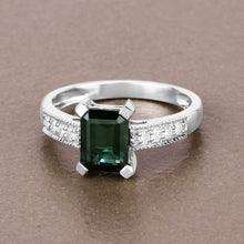 Load image into Gallery viewer, 1.91 Carat Genuine Green Tourmaline and White Diamond 14K White Gold Ring