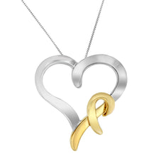 Load image into Gallery viewer, .925 Sterling Silver and 14K Yellow Gold Two-Tone Heart Shaped Pendant Necklace