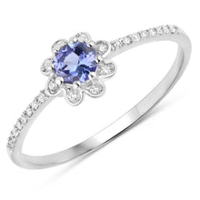 Load image into Gallery viewer, 0.30 Carat Genuine Tanzanite and White Diamond 14K White Gold Ring