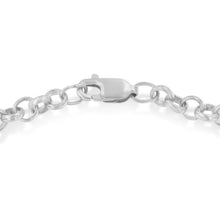 Load image into Gallery viewer, 10K Yellow Gold 1/10 Cttw Diamond Awareness Ribbon & Heart Charm on 7" .925 Sterling Silver Rolo Bracelet (H-I Color, I1-I2 Clarity)