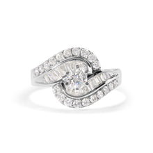 Load image into Gallery viewer, 14K White Gold 1.00 Cttw Round and Baguette cut Diamond Swirl Cocktail Ring (H-I Color, SI2-I1 Clarity) - Ring Size 7