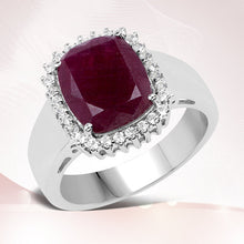 Load image into Gallery viewer, 5.28 Carat Genuine Ruby and White Topaz .925 Sterling Silver Ring