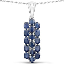 Load image into Gallery viewer, 10.40 Carat Genuine Blue Sapphire .925 Sterling Silver 3 Piece Jewelry Set (Ring, Earrings, and Pendant w/ Chain)
