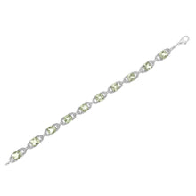Load image into Gallery viewer, .925 Sterling Silver 7x7 mm Cushion Cut Green Amethyst and 1/20 cttw Round Cut Diamond Fashion Tennis Bracelet (I-J Color, I1-I2 Clarity) - 7"