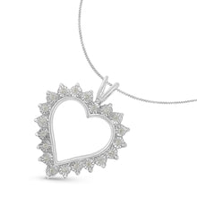 Load image into Gallery viewer, .925 Sterling Silver 1/4 Cttw Miracle Set Diamond Open Heart 18" Pendant Necklace (I-J Color, I3 Clarity)