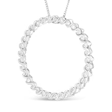 Load image into Gallery viewer, .925 Sterling Silver 3/4 Cttw Round Diamond Spiral Curved Circle Pendant 18" Necklace (I-J Color, I3 Clarity)