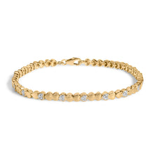 Load image into Gallery viewer, Gold Vermeil .925 Sterling Silver 1/7 Cttw Diamond Puff Heart Bangle Bracelet