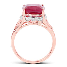 Load image into Gallery viewer, 14K Rose Gold Plated 5.54 Carat Genuine Glass Filled Ruby & White Topaz .925 Sterling Silver Ring