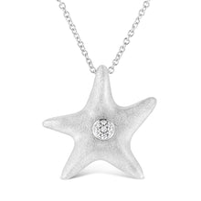 Load image into Gallery viewer, .925 Sterling Silver Prong-Set Diamond Accent Starfish Pendant Necklace (I-J Color, I1-I2 Clarity) - Size 18"