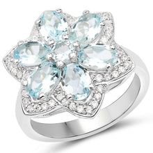 Load image into Gallery viewer, 2.88 Carat Genuine Aquamarine .925 Sterling Silver Ring