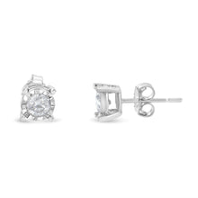 Load image into Gallery viewer, .925 Sterling Silver 1/2 Cttw Near Colorless Round Brilliant-Cut Diamond Miracle-Set Stud Earrings (H-I Color, I2-I3 Clarity)