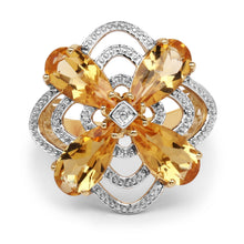 Load image into Gallery viewer, 14K Yellow Gold Plated 8.80 Carat Genuine Citrine .925 Sterling Silver Ring