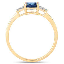 Load image into Gallery viewer, 1.08 Carat Genuine Blue Sapphire and White Diamond 14K Yellow Gold Ring