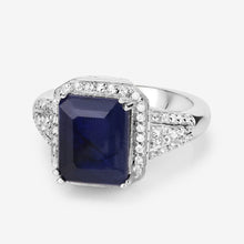 Load image into Gallery viewer, 4.80 Carat Glass Filled Sapphire and White Topaz .925 Sterling Silver Ring