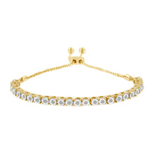 Load image into Gallery viewer, 10K Yellow Gold over .925 Sterling Silver 1/4 Cttw Miracle-Set Diamond 4â€-10†Adjustable Bolo Tennis Bracelet (I-J Color, I3 Clarity)