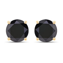 Load image into Gallery viewer, 4.12 Carat Genuine Black Diamond 14K Yellow Gold Earrings