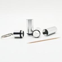Load image into Gallery viewer, Portable Toothpick Holders – Keychain with Screw Cap in Aluminum & Wood Designs
