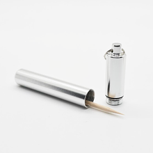 Load image into Gallery viewer, Portable Toothpick Holders – Keychain with Screw Cap in Aluminum & Wood Designs