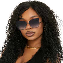 Load image into Gallery viewer, Vixen - Black Lens Black Frame Metal Cateye Sunglasses