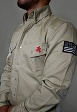 Load image into Gallery viewer, FR Western Style Pearl Snap - Khaki - With U.S Flag