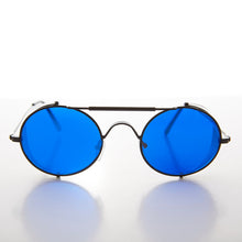 Load image into Gallery viewer, Blue Lens Steampunk Sunglass with Folding Side Shields - Bram 1