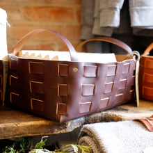 Load image into Gallery viewer, Large Leather Woven Basket - USA Made