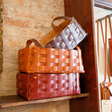 Load image into Gallery viewer, Large Leather Woven Basket - USA Made
