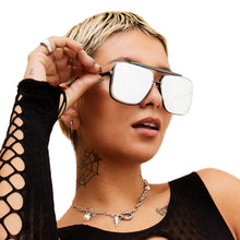 Load image into Gallery viewer, Bella - Chrome Black Oversized Squared Aviators