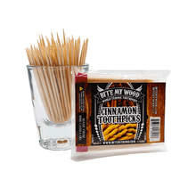 Load image into Gallery viewer, BiteMyWood 5 Pack qty Flavored Birchwood Toothpicks Ultimate Extreme Hot Cinnamon 60 Picks Total Count Super Infused Flavor Toothpick
