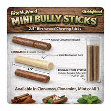Load image into Gallery viewer, Bully Stick 2.5" Mini - All Natural Birchwood Flavored Human Chewing Sticks | BiteMyWood