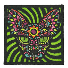 Load image into Gallery viewer, Blacklight Cat Velvet Patch - Amp Up Your Wardrobe with an Trippy, Eye-Catching Fluorescent Thread Magic