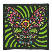Load image into Gallery viewer, Blacklight Cat Velvet Patch - Amp Up Your Wardrobe with an Trippy, Eye-Catching Fluorescent Thread Magic