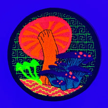Load image into Gallery viewer, Blacklight Dark Blacklight Mushrooms Velvet Patch - Amp Up Your Gear with Trippy, Eye-Catching Fluorescent Thread Magic